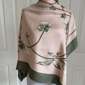 French 100%Silk Pink and Green Scarf